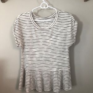 Striped ruffle bottom t shirt